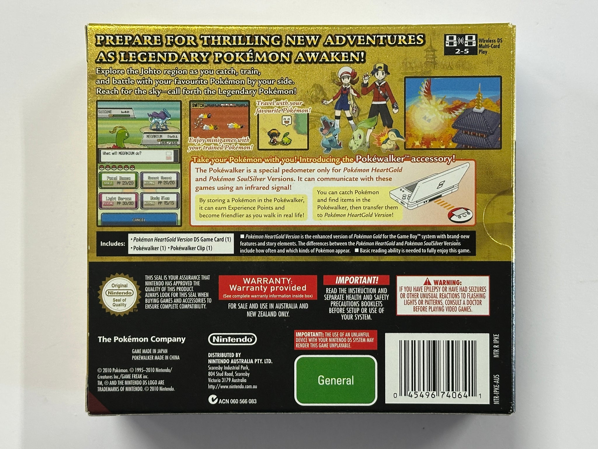 Pokemon Heart Gold Complete In Original Case with Outer Box and Poke Walker