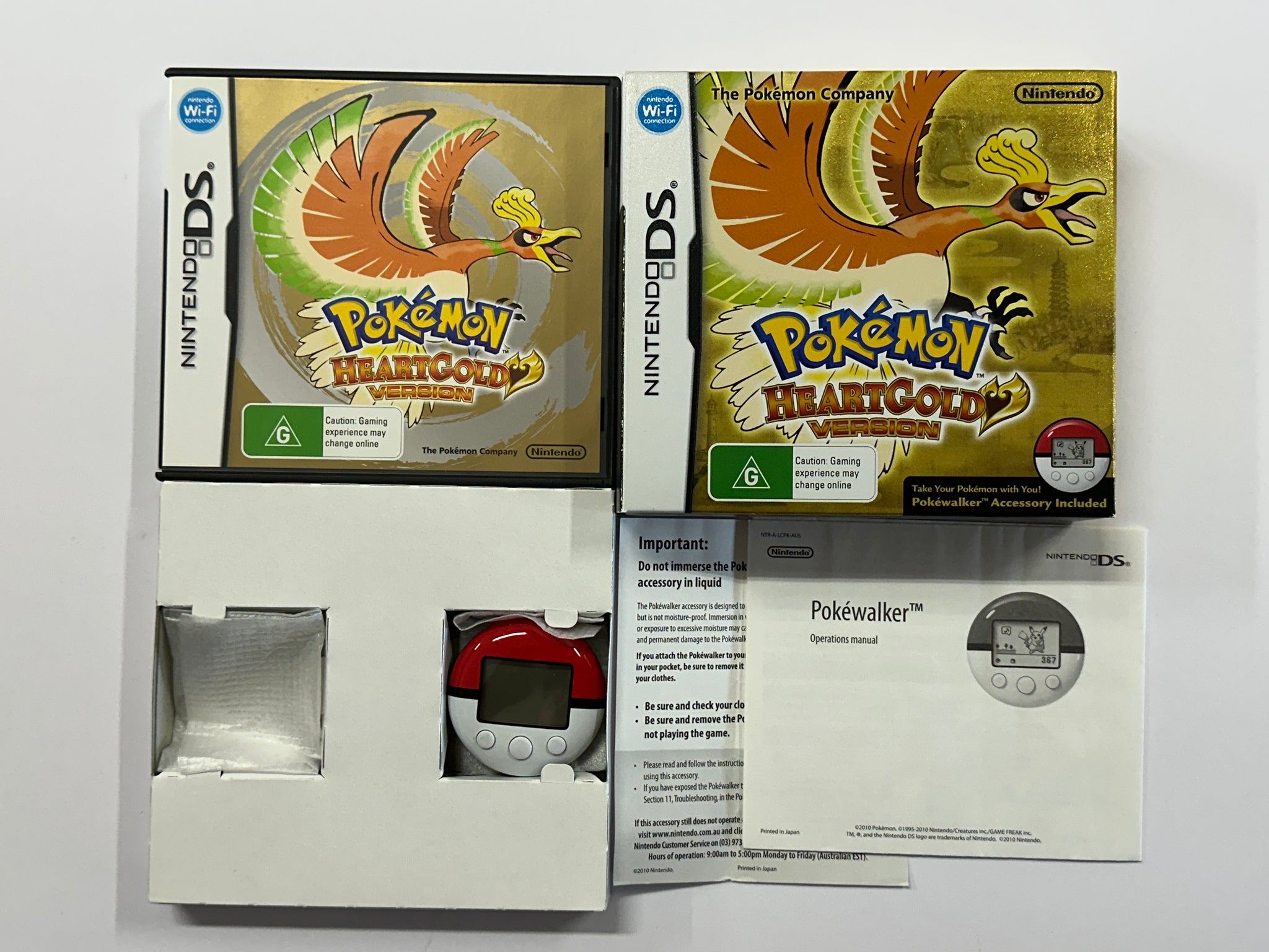 Pokemon Heart Gold Complete In Original Case with Outer Box and Poke Walker