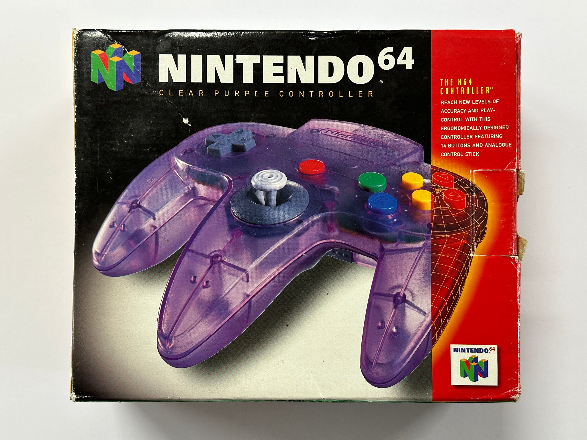 Genuine Atomic Clear Purple Nintendo 64 Controller Complete In Box