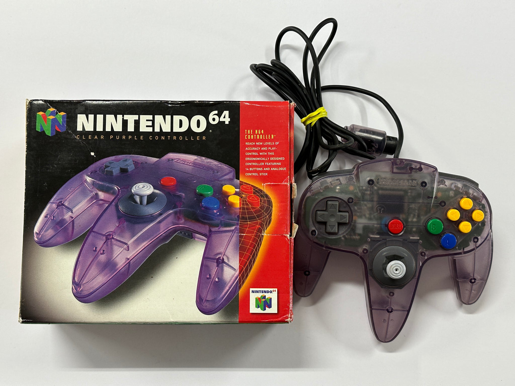 Genuine Atomic Clear Purple Nintendo 64 Controller Complete In Box
