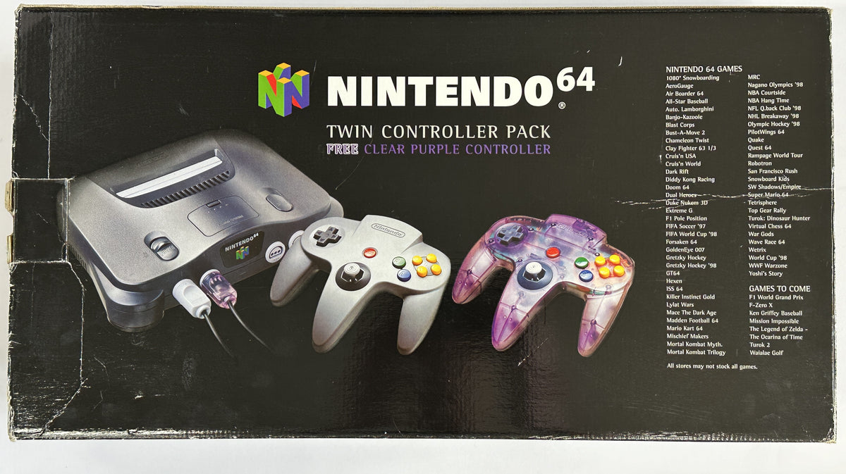 Nintendo 64 shops Console Grey Atomic Purple Controller Tetrisphere Bundle Tested