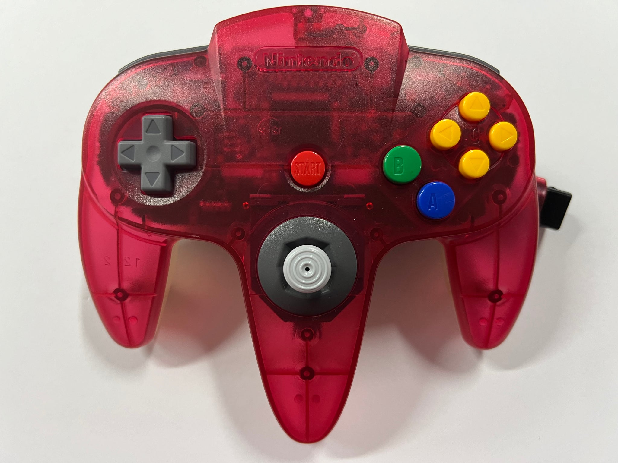 Genuine Nintendo 64 Two Tone Clear Watermelon Red White Controller