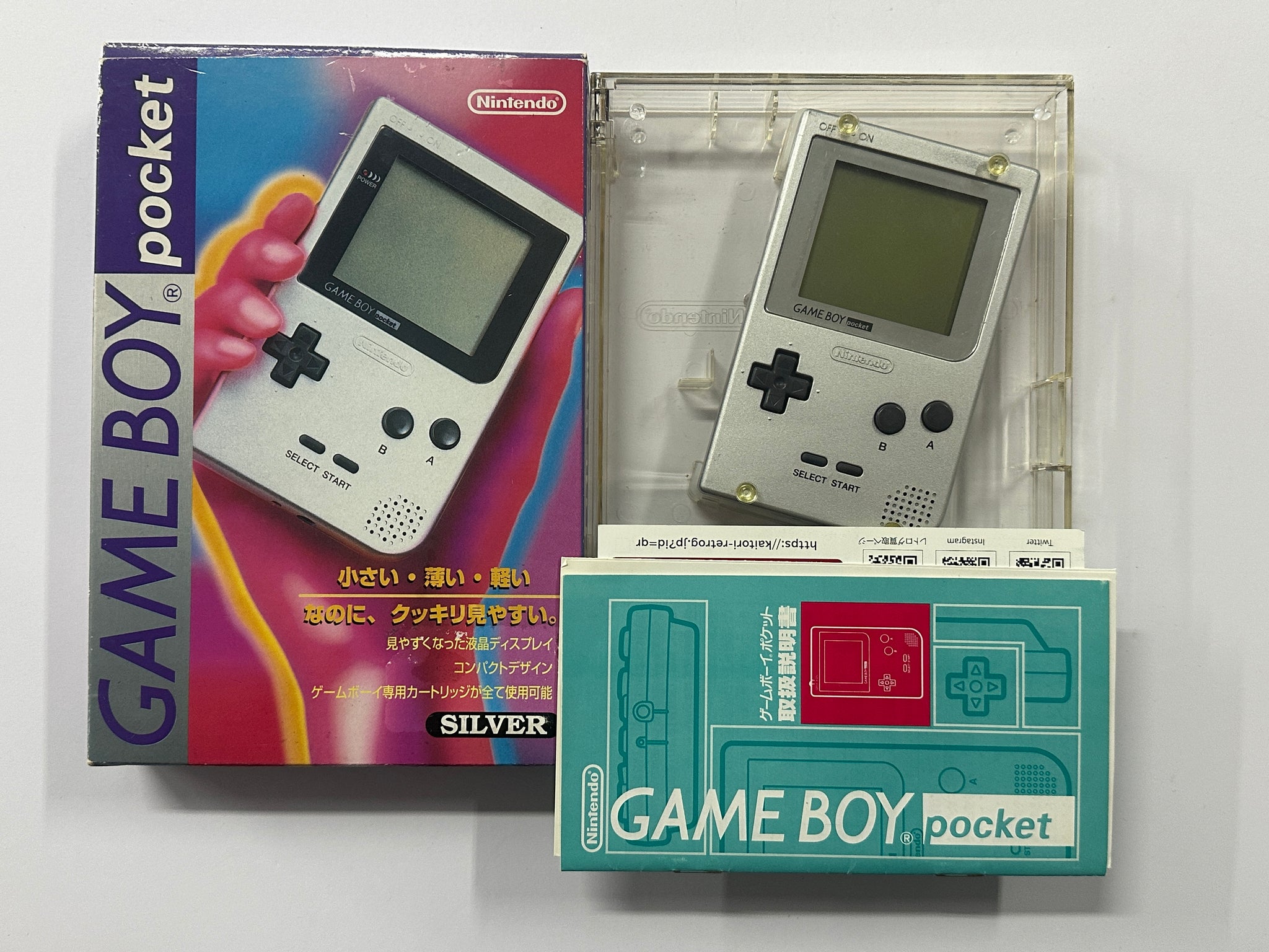 Silver Gameboy Pocket Console Complete In Box