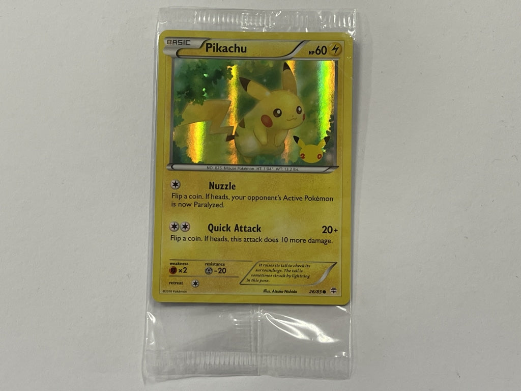 Pikachu 20th Anniversary 26/83 Promo Card Pokemon TCG Card Brand New & The Game Experts Pikachu 20th Anniversary 26/83 Promo Card Pokemon TCG Card Brand New & The Game Experts