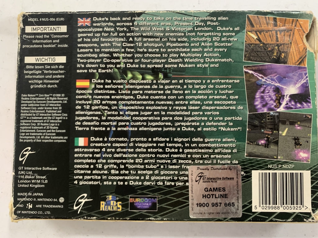 Duke Nukem Zero Hour In Original Box