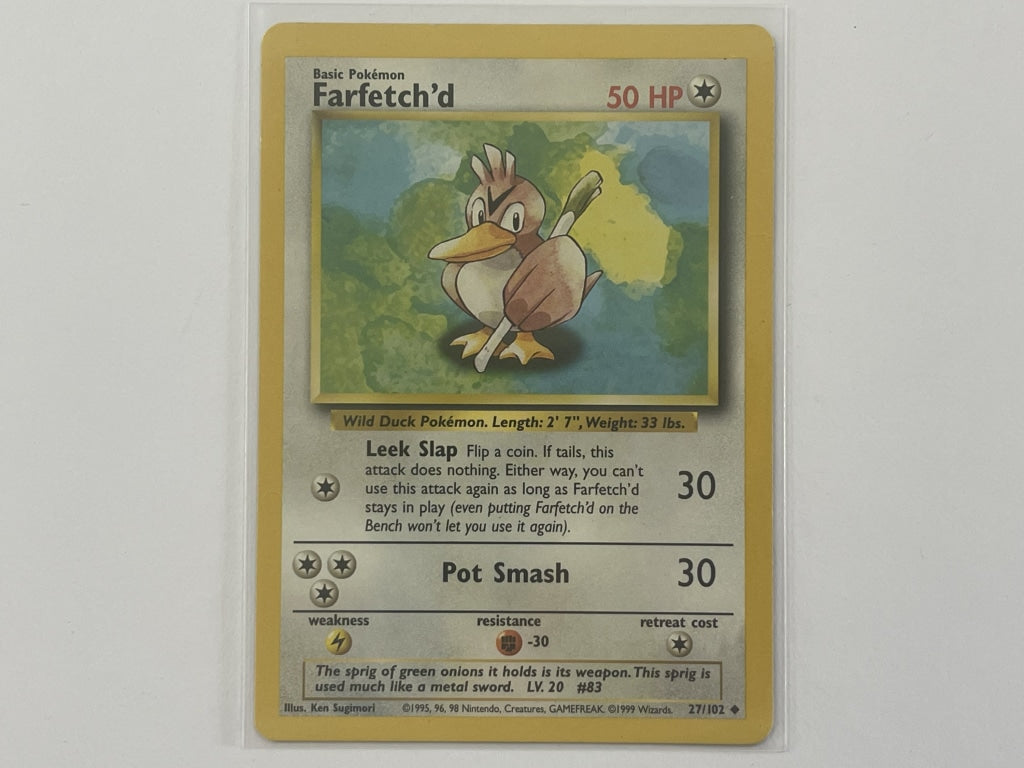 Farfetch'd 27/102 Base Set Pokemon TCG Card In Protective Penny Sleeve –  The Game Experts