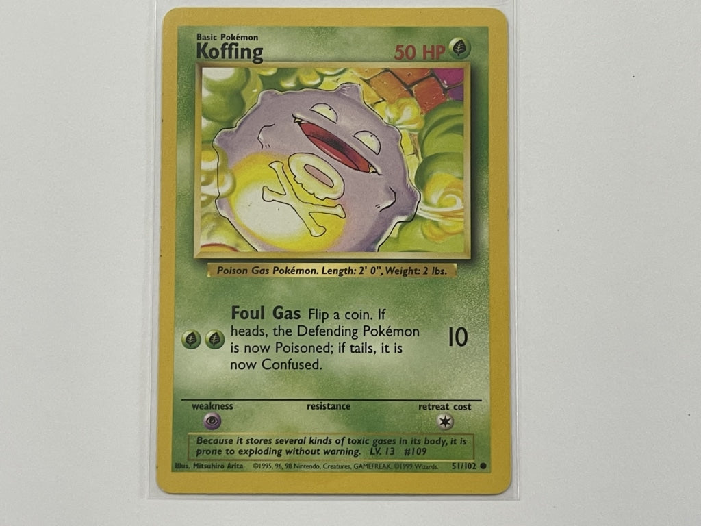 koffing pokemon card 1995 Koffing 51/102 Base Set Pokemon TCG Card In Protective Penny Sleeve – The  Game Experts