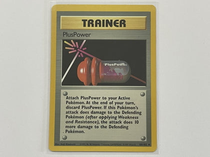Trainer PlusPower 84/102 Base Set Pokemon TCG Card In Protective Penny Sleeve