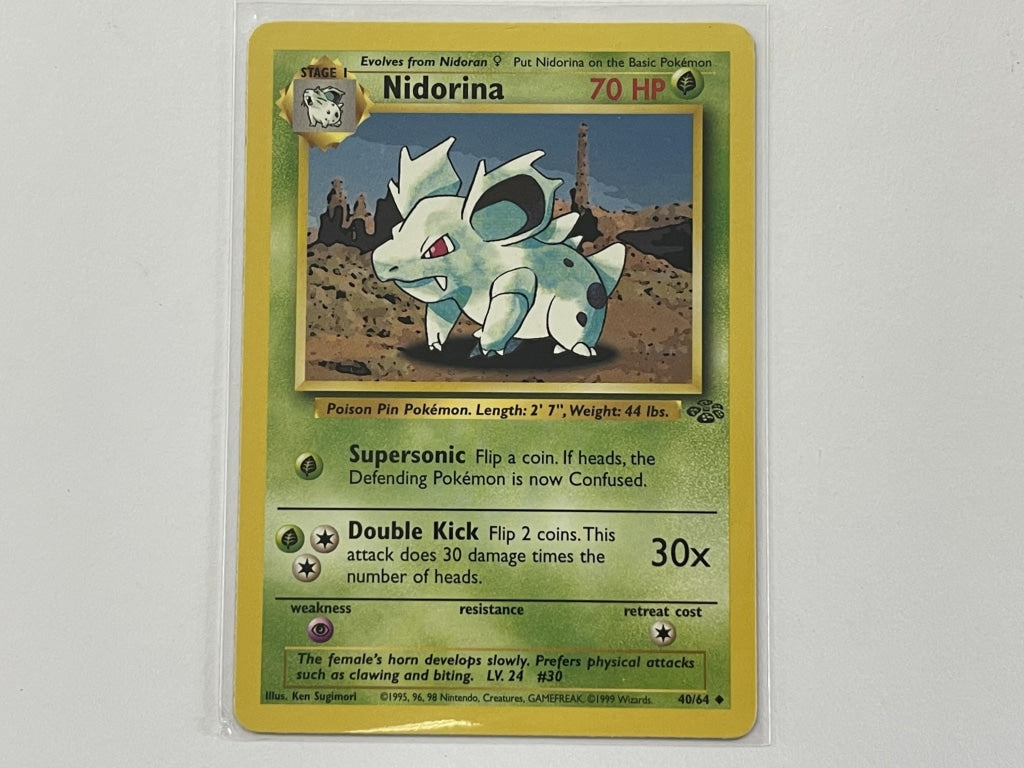 1995 nidoran pokemon card Nidoran 40/64 Jungle Set Pokemon TCG Card In Protective Penny Sleeve – The  Game Experts