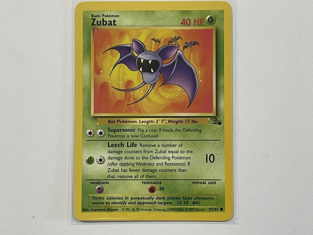 1995 zubat pokemon card value Zubat 57/62 Fossil Set Pokemon TCG Card In Protective Penny Sleeve – The Game Experts