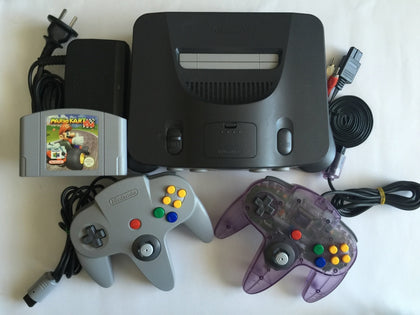 Nintendo 64 N64 Console With 2 Controllers & Mario Kart