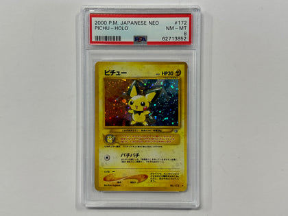 Pichu No.172 Neo Genesis Japanese Set Pokemon TCG Holo Foil Card PSA8 PSA Graded