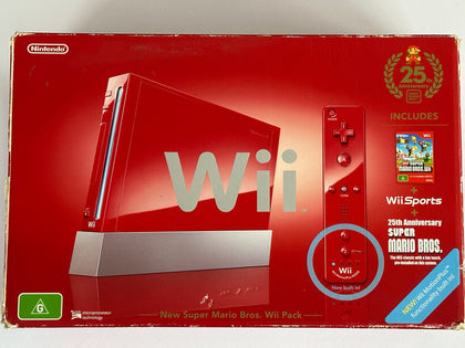 Limited Edition Mario 25th Anniversary Red Nintendo Wii Console Complete In Box