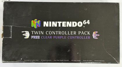 Nintendo 64 Twin Controller Pack Clear Purple Controller Console Complete In Box