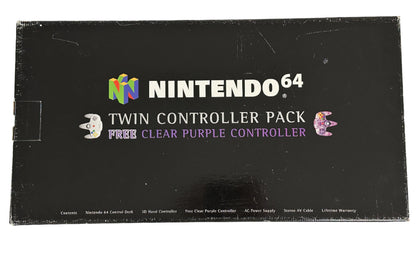 Nintendo 64 Twin Controller Pack Clear Purple Controller Console Complete In Box