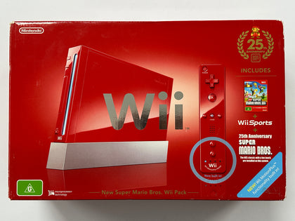 Limited Edition Mario 25th Anniversary Red Nintendo Wii Console Complete In Box