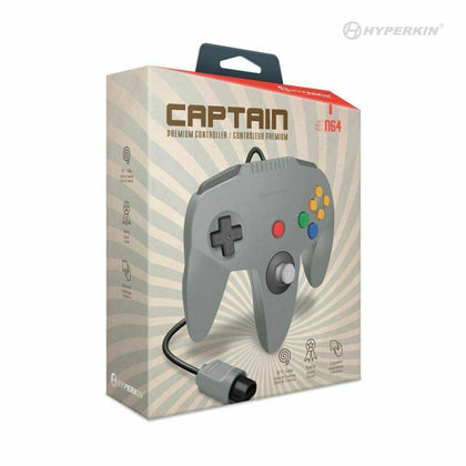 Brand New & Sealed Captain Premium Grey Controller For N64