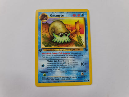 Omanyte 52/62 1st Edition Fossil Set Pokemon TCG Card In Protective Penny Sleeve
