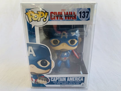Marvel Captain America Civil War With Shield #137 Funko Pop Vinyl Pre Owned Unopened Free Protector