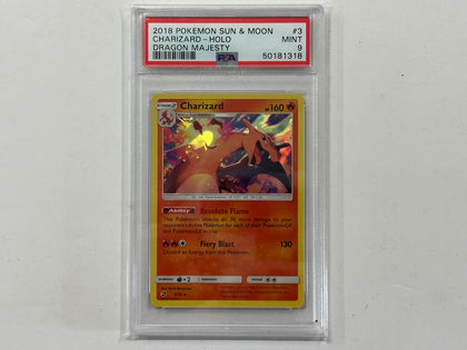 Charizard 3/70 Sun & Moon Dragon Majesty Pokemon TCG Holo Foil Card PSA9 PSA Graded