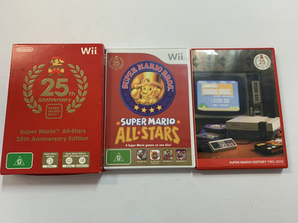 Super Mario All Stars Complete In Original Case & Super Mario Bros History DVD