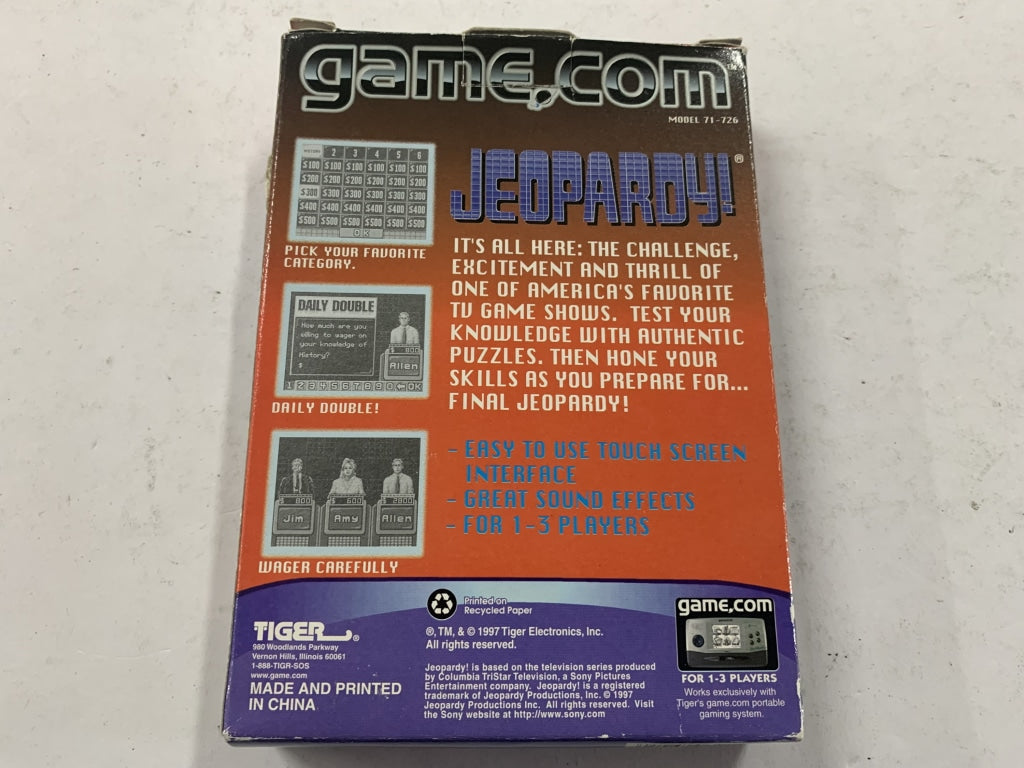 Jeopardy for Game.Com Complete In Box