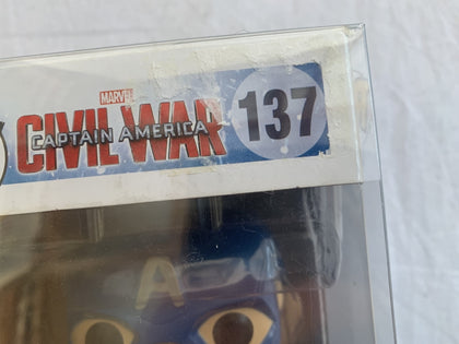 Marvel Captain America Civil War With Shield #137 Funko Pop Vinyl Pre Owned Unopened Free Protector