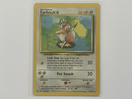 Farfetch'd 27/102 Base Set Pokemon TCG Card In Protective Penny Sleeve