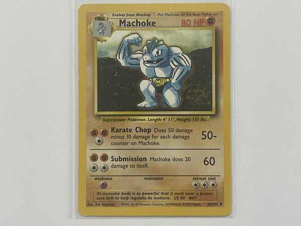 Machoke 34/102 - Base Set Pokemon TCG Card - Uncommon, Near Mint, Wizards Of The Coast (1999) Machoke 34/102 - Base Set Pokemon TCG Card - Uncommon, Near Mint, Wizards Of The Coast (1999)