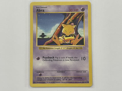Abra 43/102 Base Set Pokemon TCG Shadowless Card In Protective Penny Sleeve