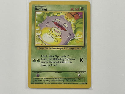 Koffing 51/102 Base Set Pokemon TCG Card In Protective Penny Sleeve