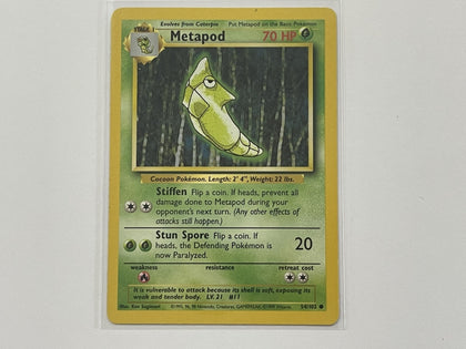 Metapod 54/102 Base Set Pokemon TCG Card In Protective Penny Sleeve