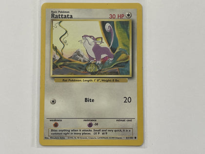 Ratata 61/102 Base Set Pokemon TCG Card In Protective Penny Sleeve