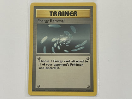 Trainer Energy Removal 92/102 Base Set Pokemon TCG Card In Protective Penny Sleeve
