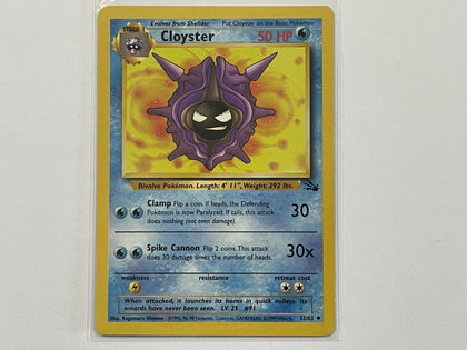 Cloyster 32/62 Fossil Set Pokemon TCG Card In Protective Penny Sleeve