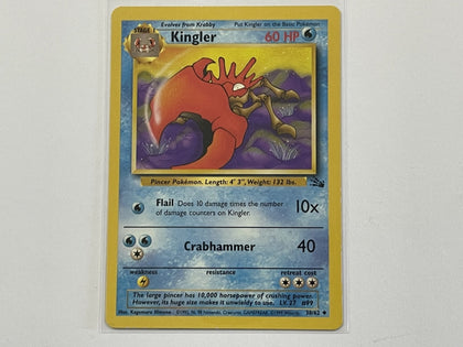Kingler 38/62 Fossil Set Pokemon TCG Card In Protective Penny Sleeve